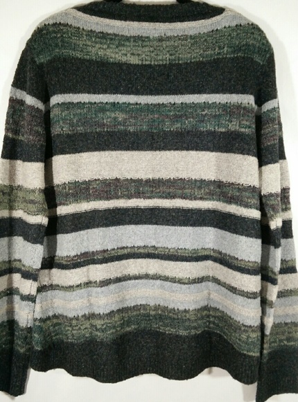 LINE Knitwear Striped Sweater Yak Wool Bl Large - Picture 2 of 4